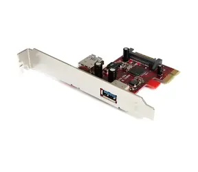 StarTech PCIe karta USB 3.0 1x interný + 1x externý Port červená / Radič / PCIe / USB 3.2 Gen 1 / 2 porty