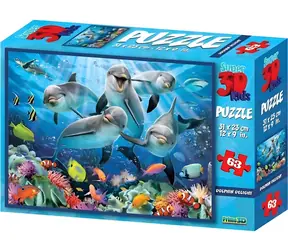 Prime 3D Puzzle Delfínia radosť / 3D efekt / 63 dielikov