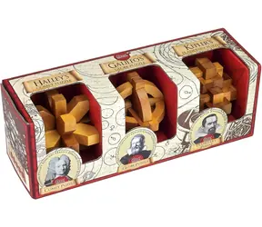 Professor PUZZLE Hlavolam Great Minds: Slávni muži 3v1 / Drevený / Sada 3 ks