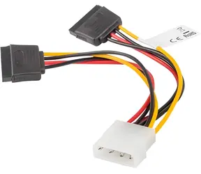 Lanberg CA-HDSA-11CU-0015 / Napájací kábel / Molex 4pin - 2x SATA 15pin / 0,15m