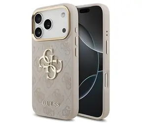 Guess PU Leather 4G Metal Logo Gold Frame ružová / Zadný kryt / iPhone 18 Pro