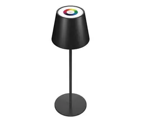 RealPower LED TableLight 360 čierna / Stolná LED lampa / RGB / Stmievateľná / Akumulátor 1800 mAh / IP44