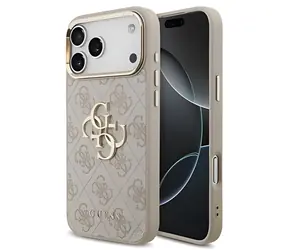 Guess PU Leather 4G Metal Logo Gold Frame ružová / Zadný kryt / iPhone 18 Pro Max