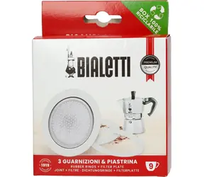 Bialetti Tesnenie a sitko pre moka kanvica 9 šálok / Tesnenie pre moka kanvicu / sada 3 ks + sitko