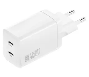 4smarts PDPlug Dual 45W GaN biela / Nabíjačka / GaN / 2x USB-C / Power Delivery 3.0
