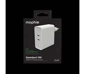 ZAGG Speedport 100 biela / Nabíjací adaptér / GaN / 2x USB-C / 100W / PD