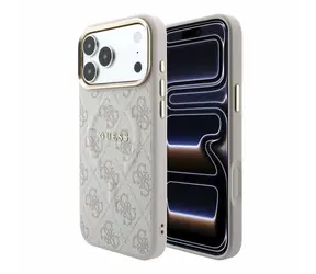 Guess PU Leather 4G Gold Frame Embossed ružová / Zadný kryt / MagSafe / Apple iPhone 18 Pro Max