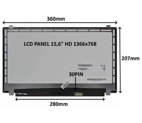 15,6" SIL LCD panel HD matný / Náhradný diel / 1366x768 / 30 PIN / úchyty hore a dole / LED