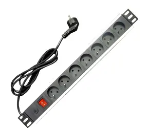 OEM 19" napájací panel 7x230V / Napájací panel / prepäťová ochrana / 16 A / 1,8 m / čierna