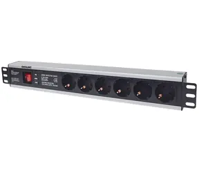 Intellinet 19" napájacia lišta 6x zásuvka čierna / Napájacia lišta / 1.5U / 6x AC výstup / 16 A / 3 m / hliník