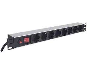 Intellinet Napájacia lišta 8x zásuvka 19" čierna / Napájacia lišta / Rack 1U / 16 A / 3 m kábel / Hliník
