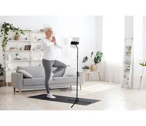 Durable TWIST COMBI čierna / Podlahový stojan na tablet a mobil / nastaviteľný / do 169 cm / nosnosť 0,8 kg