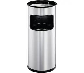 Durable Odpadkový kôš s popolníkom okrúhly strieborná / Odpadkový kôš / kov / 17 l / O26 cm