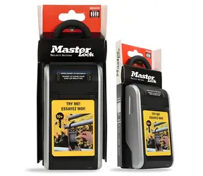Master Lock 5480EURD / Prenosná bezpečnostná schránka / Oceľ / čierno-šedá / 87 x 61 x 43 mm