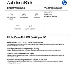 HP ProDesk 4 Mini G1i AI čierna (B6YZ8ET#ABD) / Mini počítač / Intel Core Ultra 5 235T / 16GB / 512GB SSD