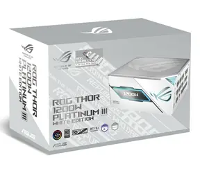 Asus ROG-THOR-1200P3-WHT-GAMING-E biela / Zdroj / ATX 3.1 / 1200W / 80 PLUS Platinum / Plne modulárny / OLED displej