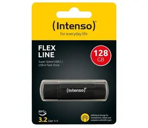 INTENSO Flex Line 128GB čierna / Flash disk / USB-C, USB-A / USB 3.2 Gen 1 / čítanie a zápis 70 MB/s