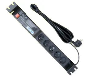 Opticord Acar A-504WF čierna / Napájací panel / 19" / 2U / 5x zásuvka / prepäťová ochrana / 3 m