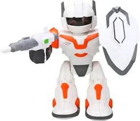 MAC TOYS Robot oranžový / Interaktívna hračka / chodí, svieti, vydáva zvuk / cca 20 cm