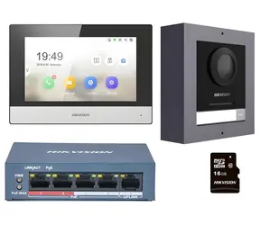 HIKVISION DS-KIS602(B) / Sada IP videotelefónu / 7" bytový monitor / dverové stanice IP65 / PoE switch