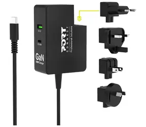PORT CONNECT GaN 100W PD čierna / Nabíjací adaptér / 2x USB-C / 1x USB-A