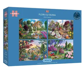 GIBSONS Puzzle Flora & Fauna / 4x500 dielikov / 49 x 34 cm