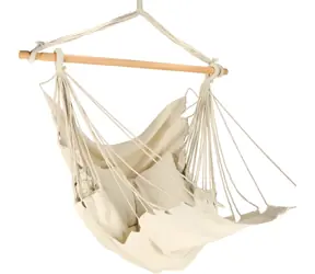 KIK Hojdacie kreslo Hamak s podnožkou béžová / Nosnosť 120 kg / 160 x 100 cm / Bavlna, polyester / 2x vankúš