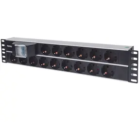 Intellinet PDU 19" 15x čierna / PDU / Hliník / 2U / 16A / 3M kábel