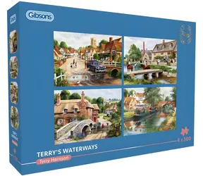 GIBSONS Puzzle Terry's Waterways / 4x500 dielikov / 49 x 34 cm