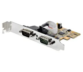 StarTech PCIe karta 2x sériový Port žltá / Radič / PCIe / UART 16C1050 / čipset ASIX AX99100 / 5V/12V