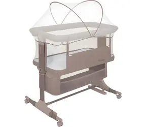 Lionelo Postieľka Jodie 3v1 Beige Taupe / Prístavná postieľka aj kolíska / Nastaviteľná výška 6 úrovní / Kolieska s brzdou