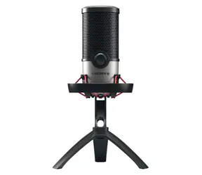 Cherry UM 6.0 ADVANCED čierna/strieborná / Mikrofón / USB-C / Kardioidný a všesmerový / Výstup na slúchadlá