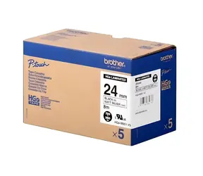 Brother HGe-M951V5 / Páska do popisovača / 24 mm x 8 m / čierna na strieborné / balenie 5 ks