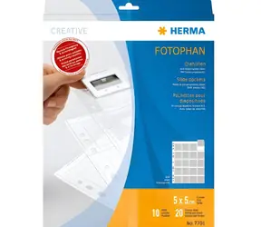 Herma Obal na diapozitívy 50x50 mm / Obal na diapozitívy / PP číre-matné / 10 ks / pre 20 diapozitívov