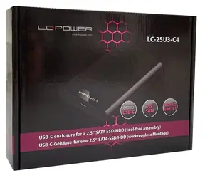 LC Power LC-25U3-C4 čierna / Box pre 2,5" HDD/SSD / SATA III / USB 3.2 Gen 1 Type-C / hliník