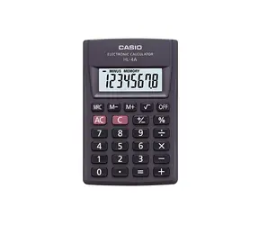 Casio HL-4A-B čierna / Kalkulačka / vreckový / 8miestny displej / výpočet percent a odmocniny