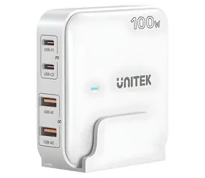 Unitek P1229AWH01- EU biela / Nabíjačka / GaN / 100W / 2x USB-C / 2x USB-A