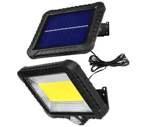 Maclean MCE438 čierna / Solárny LED reflektor / senzor pohybu / nástenný / IP44 / 6000K / 400lm