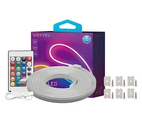 Vention Neon LED pásik s IR diaľkovým ovládačom / LED pásik / RGB / silikónový / 12V DC / 5 m / IP65