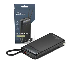 MediaRange Powerbank 10000mAh čierna / Powerbanka / USB-C Power Delivery / Quick Charge / LC displej