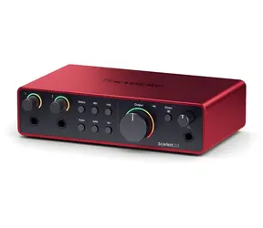Focusrite Scarlett 2i2 4th Gen čierno-červená / Externá zvuková karta / USB-C / 2x XLR / Phantomové napájanie