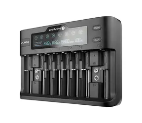 EverActive UC-800 čierna / Nabíjačka pre Ni-MH a Li- ION batéria / AA / AAA / 9V / LCD displej / až 10 batérií