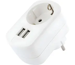 Schwaiger nabíjačka so zásuvkou biela / Sieťová nabíjačka / 230 V / 2x USB / 3,4 A