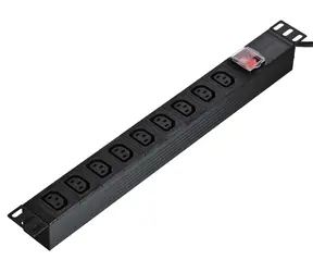 Alantec PZ010 čierna / Zásuvková lišta do racku / 9x C13 / 1,8 m / 10 A / vypínač