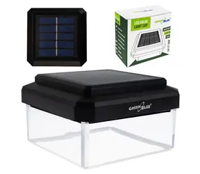 GreenBlue GB128 WW čierna / Solárne LED stĺpikové svietidlo / 100x100 mm / 3200K / výdrž 8 h