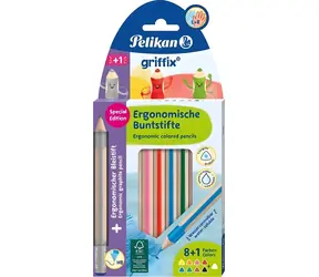 Pelikan Pastelky Griffix Mix 10 ks / Sada s ceruzkou HB / trojhranné / umývateľné vodou