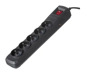 Activejet COMBO čierna / Predlžovací kábel / 5x zásuvka / 5 m / vypínač / bezpečnostné clonky