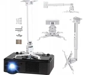 Zenwire Držiak projektora 4v1 biela / Držiak projektora / Nosnosť 25 kg / Stropná aj nástenná montáž