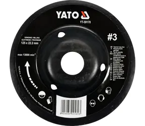 YATO Rotačná rašpľa uhlová 125 mm jemná typ 3 / Rašpľa / Upínací otvor 22,2 mm / Max. 13000 min-1