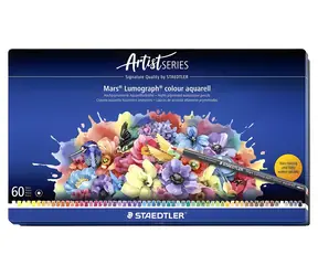 Staedtler Akvarelové pastelky Mars Lumograph 104 M60 / 60 farieb / šesťhranné / kovová krabička